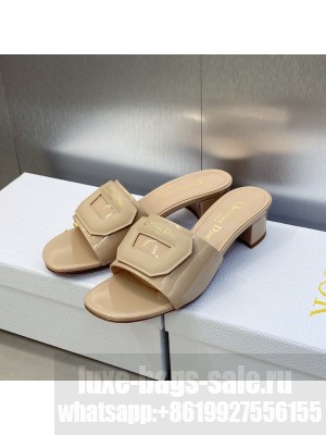 Dior Day Heel Slide Sandals 3.5cm in Patent Leather Beige