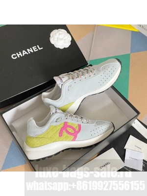 Chanel G39074 Suede Sneakers Yellow/Light Blue 2022 Collection