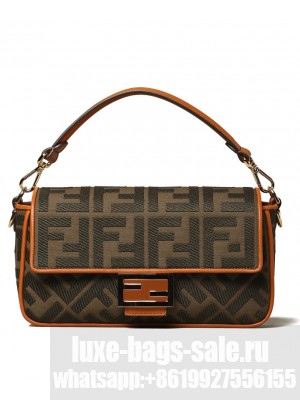 Fendi Baguette FF Canvas Bag 8BR600 Green