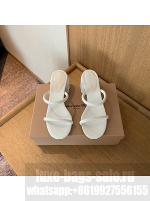 GIANVITO ROSSI FLOREA slip-on 60mm two slim rounded leather straps sandal white 2022 Collection