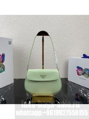 Prada Cleo brushed leather shoulder bag with flap 1BD311 light green