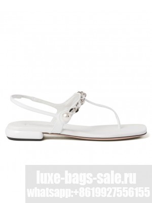 Miumiu Women's Patent Leather Thong Sandals White