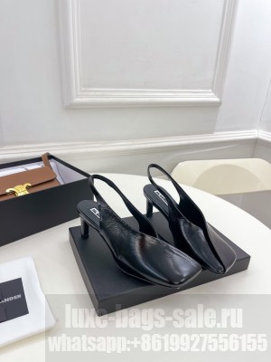 JIL SANDER Lambskin Squared Toe 6.5cm black Slingback sandals