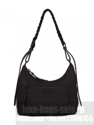 Prada Nylon Hobo Bag Black