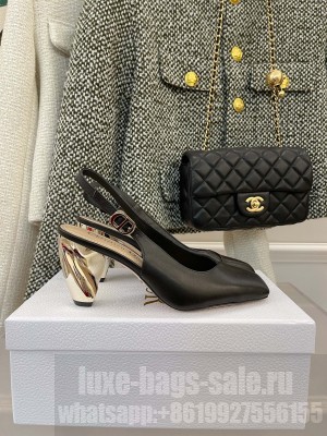 Dior Rhodes Calfskin Slingback Pumps Black 2022 Collection
