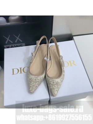 Dior J'Adior Slingback Flat in Quake Oblique Embroidery Beige 2022 Collection