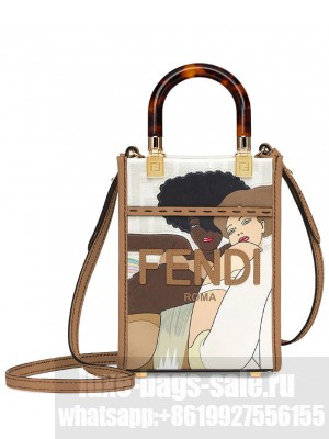 Fendi Mini Sunshine Shopper Coffee