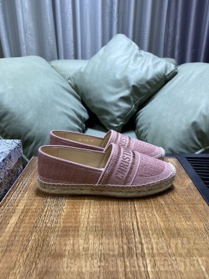 Dior Granville Espadrilles in Pink Metallic Thread Embroidered Cotton 2021 Collection 