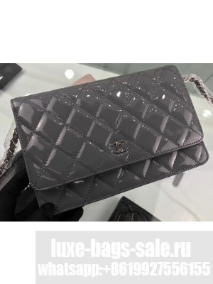 Chanel Wallet On Chain WOC Bag in Patent Leather Gray/Silver