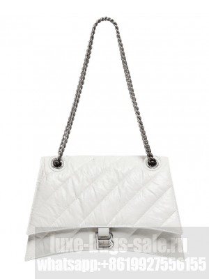Balenciaga Crush Medium Chain Bag Quilted Cream