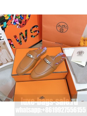 Hermes Oz Mule in Smooth Calfskin with Iconic Kelly Buckle Brown 2022 Collection