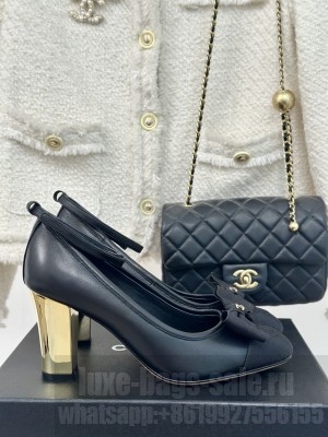 Chanel Women's Chain Around with Bow and Ankle Strap Black Pump