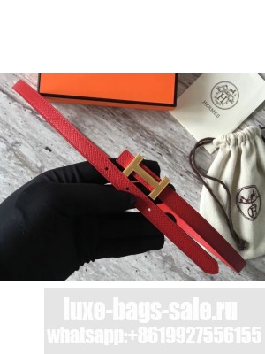 Hermes Width 1.3cm Reversible Leather Constance H Buckle Belt Red/Gold