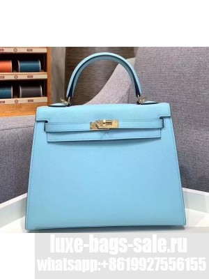 Hermes Kelly 25cm Bag in Original Epsom Leather Macaron Blue