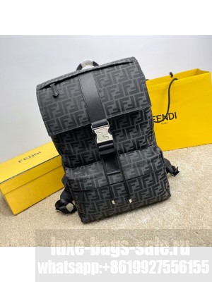 FF Jacquard Fendi Strike Medium fabric backpack F7602 BLACK