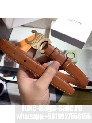 Celine Width 2.5cm Caflskin Belt With Brass Buckle Brown 2020 Collection