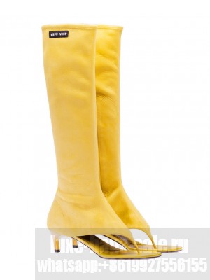 Miumiu Women's Suede Thong Boots Yellow