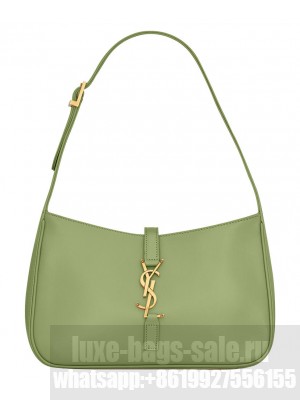 Saint Laurent Le 5 A 7 Hobo Bag In Smooth Leather Green