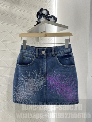 Chanel Denim Skirt With Rhinestones
