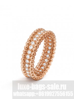 Van Cleef & Arpels Women's Perlee Diamonds Ring, 1 Row Red