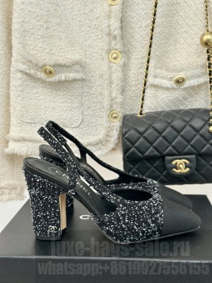 Chanel Strass & Grosgrain Slingback Pumps 9.5cm Black 2024 