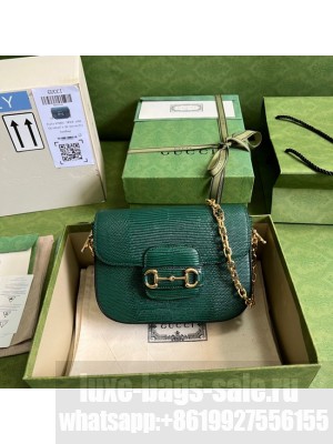 Gucci Horsebit 1955 lizard mini bag 675801 green