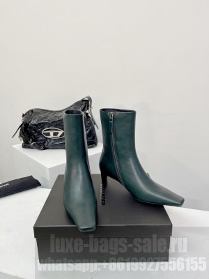 Jil Sander 5cm Thick Heel Calfskin Leather side zip boots green