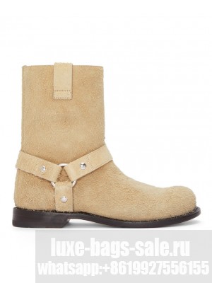 Loewe Women's Campo Biker Boot In Brushed Suede Cream