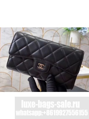 Chanel Classic Long Flap Wallet A31506 Lambskin Black