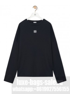 Loewe Women's Oversized Fit Long Sleeve T-shirt In Cotton Black
