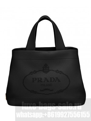 Prada Medium Leather Tote 1BG384 Black