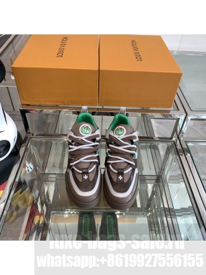 Louis Vuitton 1ABZ4R LV Skate Man's Sneakers Coffee/Green 2023