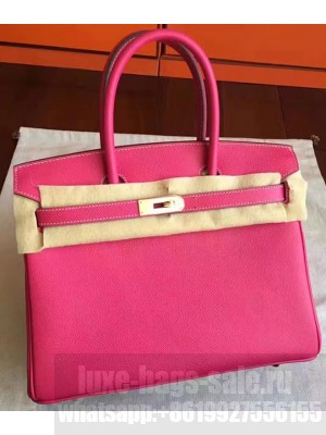Hermes Birkin 30/35 Bag In Original Epsom Leather With Gold/Silver Hardware Hot Pink