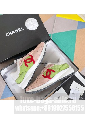 Chanel G39074 Suede Sneakers Green/Pink 2022 Collection