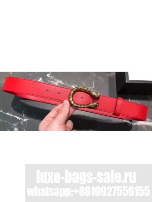 Gucci Width 3/3.5cm Leather Belt Red with Dionysus Buckle