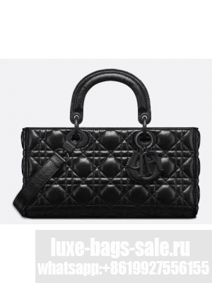 DIOR Medium Lady D-Joy Bag Black Crinkled Cannage Calfskin M0540SNI