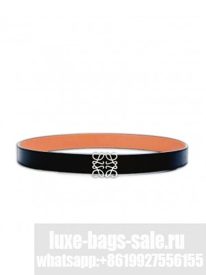 Loewe Reversible Anagram Belt In Smooth Calfskin Black