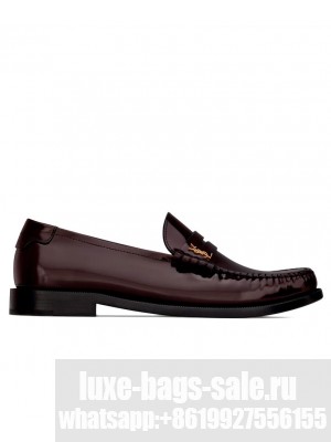 Saint Laurent Women's Le Loafer Penny Slippers In Glazed Leather Mauve