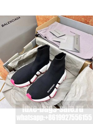 Balenciaga Speed 2.0 Knit Sock Sneakers Spring/Summer 2021 Collection, Metallic Black/White/Pink