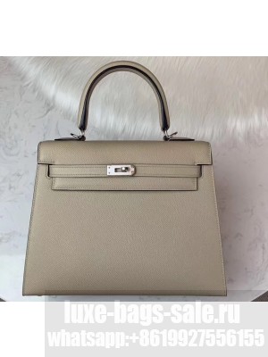 Hermes Kelly 25cm Bag in Original Epsom Leather Pale Gray