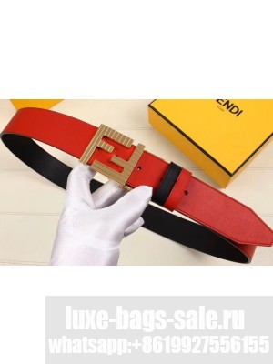 Fendi FF Buckle Calfskin Reversible Belt Black/Red/Gold