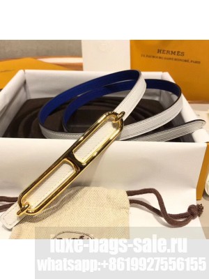 Hermes Width 1.3cm Swift & Epsom Leather Reversible Belt With Long Buckle White/Blue 2020 Collection