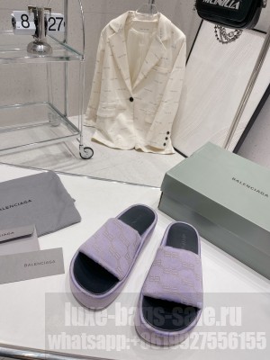 Balenciaga Unisex Logo Platform Slide Sandals 5cm 2023 07