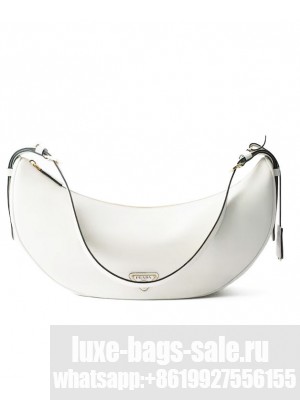 Prada Demi-lune Large Leather Shoulder Bag 1BC255 Cream