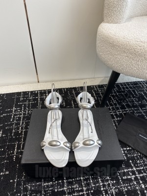 Alexander Wang dome goatskin leather flat sandal 2024 White