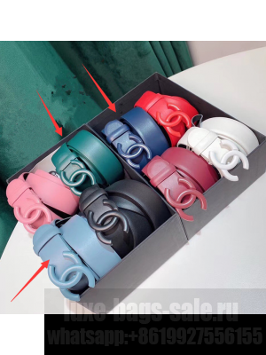 Chanel Leather Belt 30mm with Matte CC Buckle Green/Navy Blue/Light Blue  2021 Collection