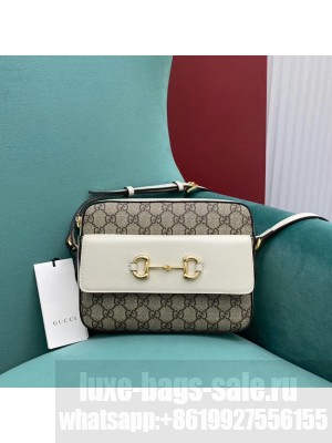 Gucci Horsebit 1955 small GG Supreme canvas shoulder bag 645454 White