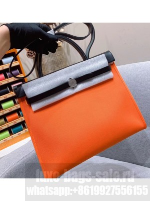 Hermes Herbag Zip 31 Bag in Original Quality Black/Orange