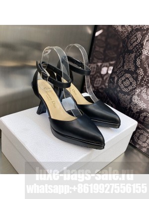 Dior Calfskin Pumps 8cm with Ankle Strap 2023 Black