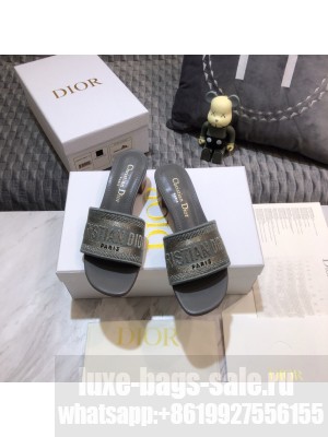 Dior Dway Heeled Slide Sandals 4cm in Cotton Embroidered 2023 Collection 012